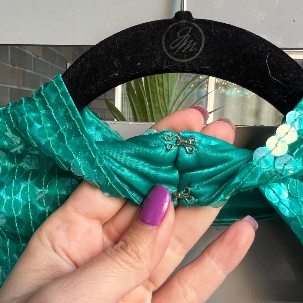 Niteline Vintage Turquoise Sequin Party Cocktail Dress Size 6 - Picture 5 of 6